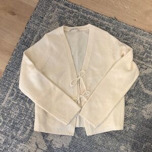 NWOT Tie Front Cream Sweater